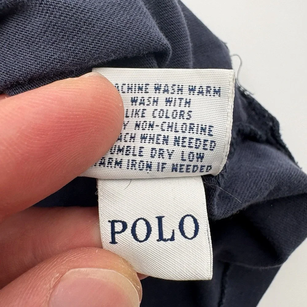 Polo Ralph Lauren Men's Large Navy Blue Crewneck Pocket T-Shirt Red Pony Flawed